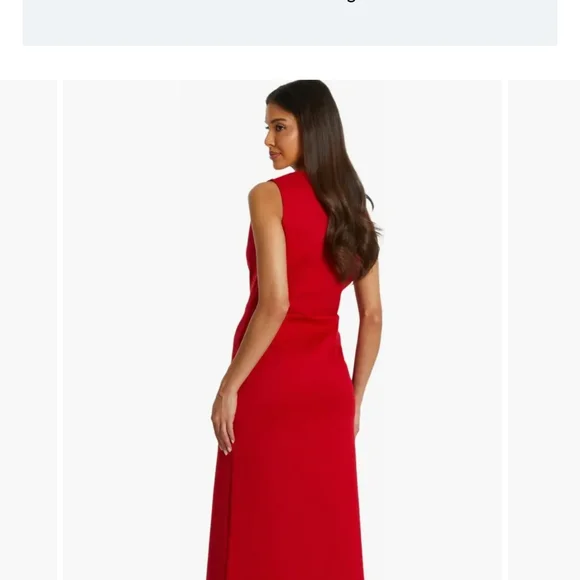 Sleeveless V-Neck Red Ruffle Midi Dress - Picture 3 of 10